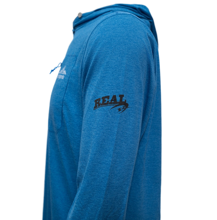 Patagonia x REAL Cap Cool Sun Hooded Cloud Crag Crest Sun Shirt-Aquatic Blue