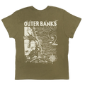 REAL Outer Banks Map Wmn's Boyfriend Tee-Military Green