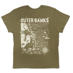 REAL Outer Banks Map Wmn's Boyfriend Tee-Military Green