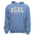 REAL Block Letters Applique Hooded Sweatshirt-Denim