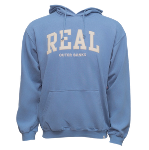 REAL Block Letters Applique Hooded Sweatshirt-Denim