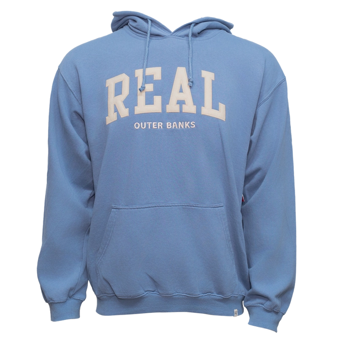 REAL Block Letters Applique Hooded Sweatshirt-Denim