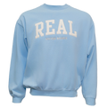 REAL Block Letters Applique Crew Sweatshirt-Clear Sky