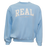 REAL Block Letters Applique Crew Sweatshirt-Clear Sky