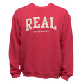 REAL Block Letters Applique Crew Sweatshirt-Crimson