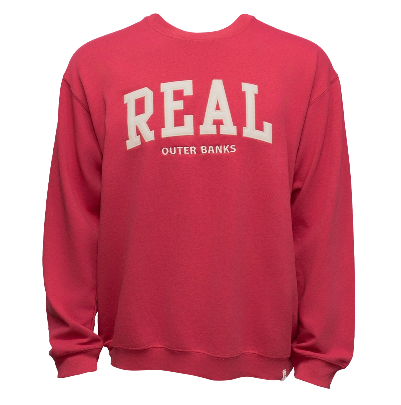 REAL Block Letters Applique Crew Sweatshirt-Crimson