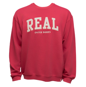 REAL Block Letters Applique Crew Sweatshirt-Crimson