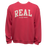 REAL Block Letters Applique Crew Sweatshirt-Crimson