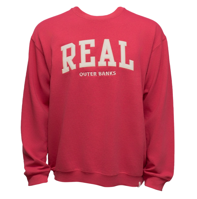 REAL Block Letters Applique Crew Sweatshirt-Crimson