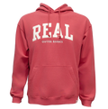 REAL Block Letters Applique Hooded Sweatshirt-Crimson