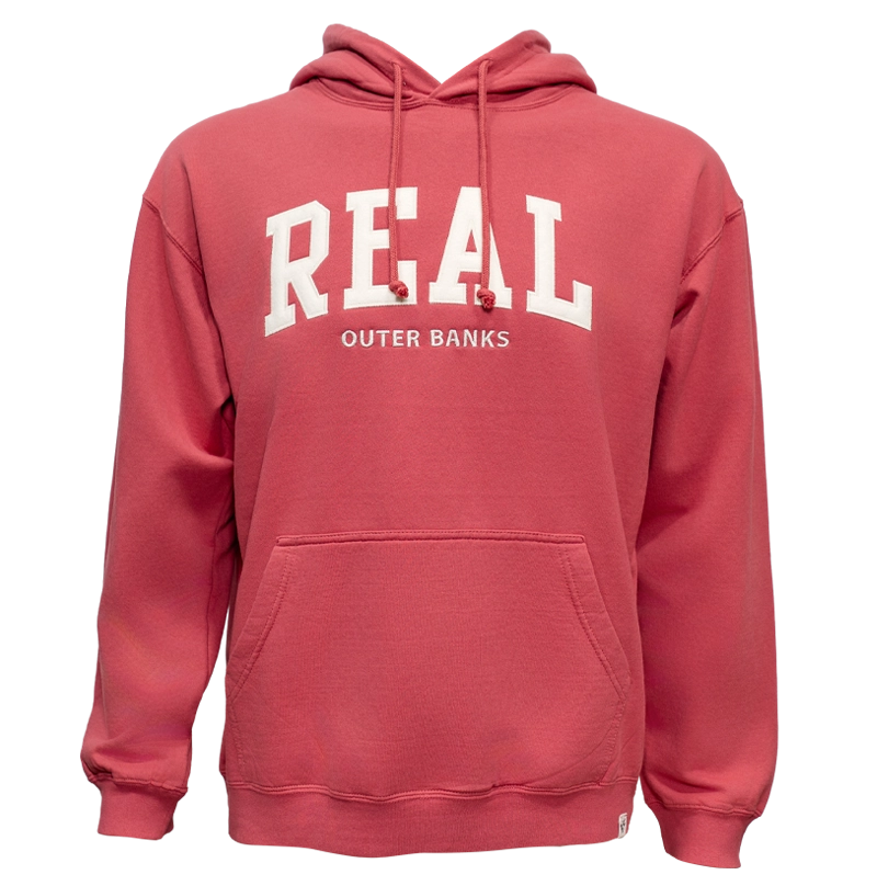 REAL Block Letters Applique Hooded Sweatshirt-Crimson