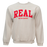 REAL Block Letters Applique Crew Sweatshirt-Oatmeal/Red