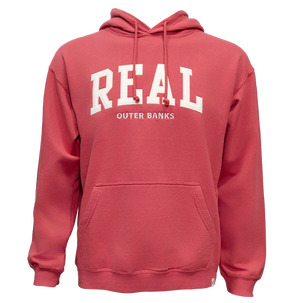 REAL Block Letters Applique Hooded Sweatshirt-Crimson