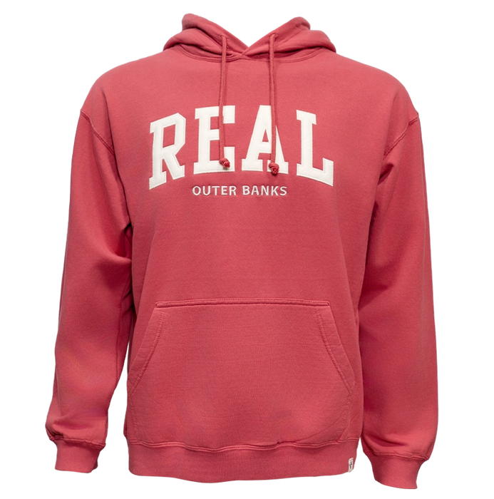 REAL Block Letters Applique Hooded Sweatshirt-Crimson