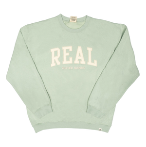 REAL Block Letters Applique Crew Sweatshirt-Sage