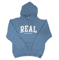 REAL Block Letters Applique Hooded Sweatshirt-Denim