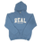 REAL Block Letters Applique Hooded Sweatshirt-Denim
