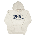 REAL Block Letters Applique Hooded Sweatshirt-Oatmeal