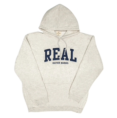 REAL Block Letters Applique Hooded Sweatshirt-Oatmeal