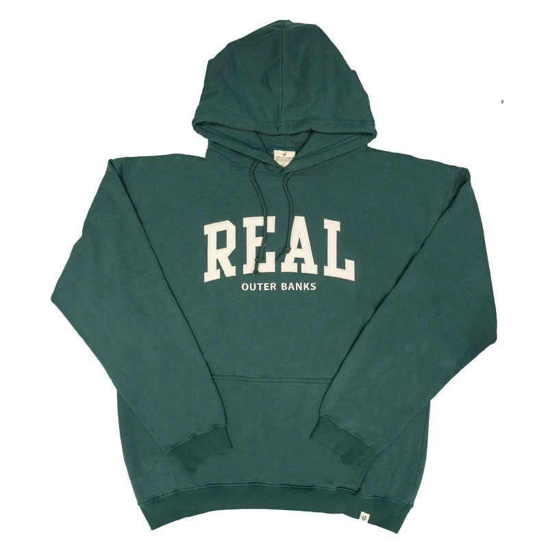 REAL Block Letters Applique Hooded Sweatshirt-Willow — REAL Watersports