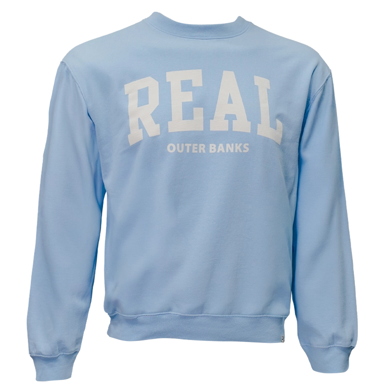 REAL Block Letters Crew Sweatshirt-Clear Sky