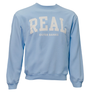 REAL Block Letters Crew Sweatshirt-Clear Sky