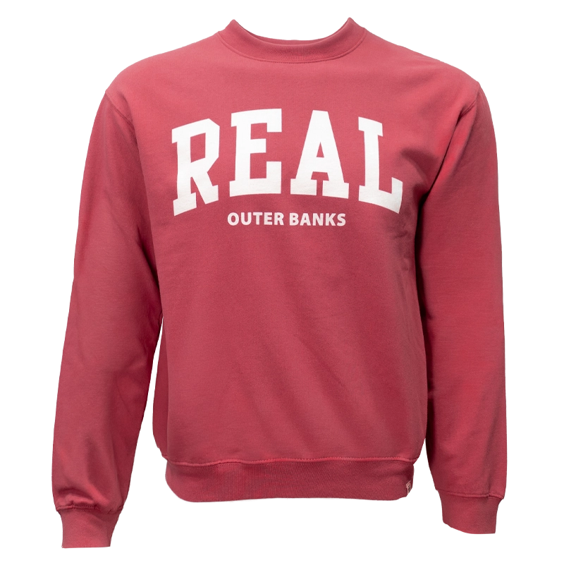 REAL Block Letters Crew Sweatshirt-Crimson