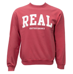 REAL Block Letters Crew Sweatshirt-Crimson