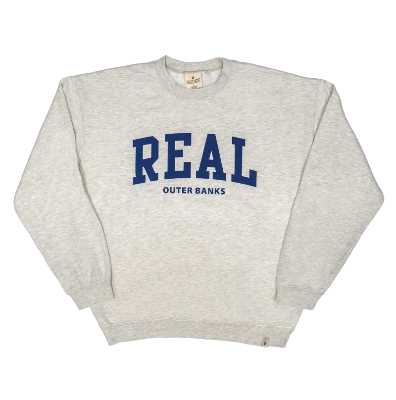 REAL Block Letters Crew Sweatshirt-Oatmeal
