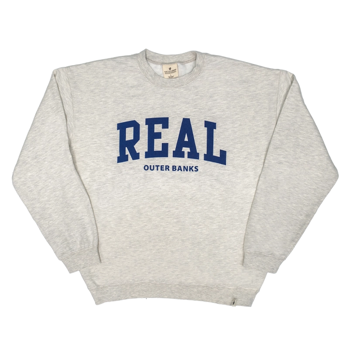 REAL Block Letters Crew Sweatshirt-Oatmeal
