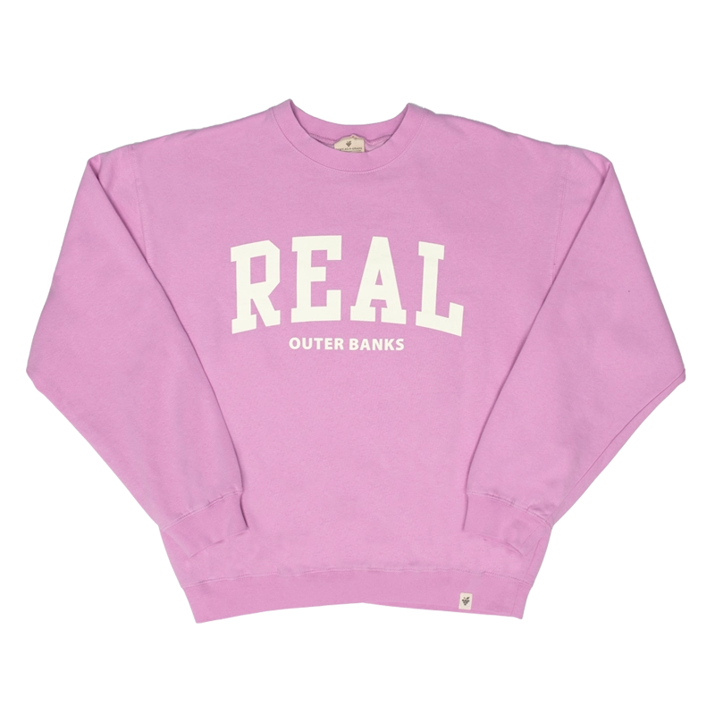REAL Block Letters Crew Sweatshirt-Pastel Lavender