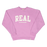 REAL Block Letters Crew Sweatshirt-Pastel Lavender