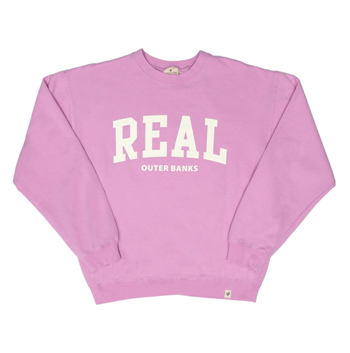 REAL Block Letters Crew Sweatshirt-Pastel Lavender