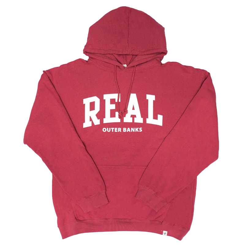 REAL Block Letters Hooded Sweatshirt-Crimson