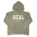 REAL Block Letters Hooded Sweatshirt-Dark Sage