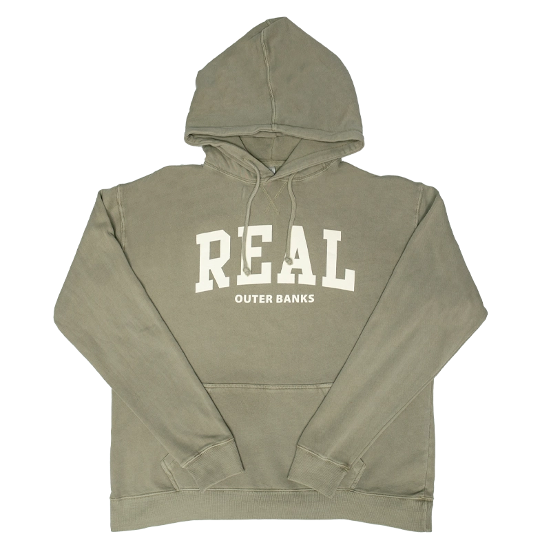 REAL Block Letters Hooded Sweatshirt-Dark Sage