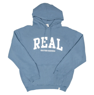 REAL Block Letters Hooded Sweatshirt-Denim