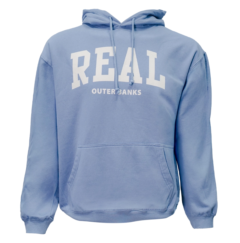 REAL Block Letters Hooded Sweatshirt-Denim
