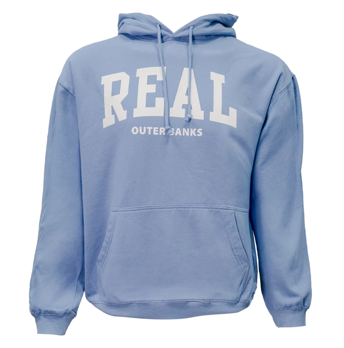 REAL Block Letters Hooded Sweatshirt-Denim
