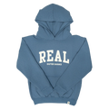 REAL Youth Block Letters Hooded Sweatshirt-Denim