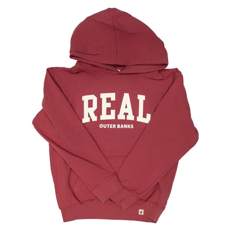 REAL Youth Block Letters Hooded Sweatshirt-Crimson