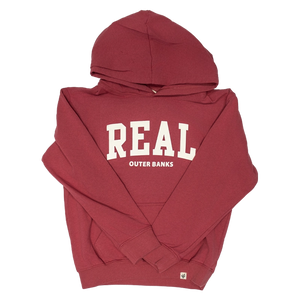 REAL Youth Block Letters Hooded Sweatshirt-Crimson