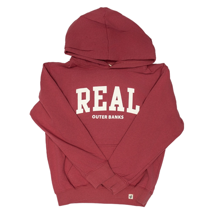 REAL Youth Block Letters Hooded Sweatshirt-Crimson