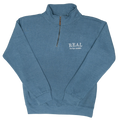 REAL Block Letters Quater Zip Sweatshirt-Denim