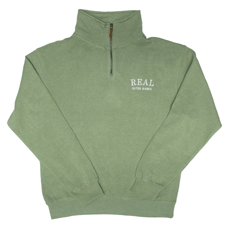 REAL Block Letters Quater Zip Sweatshirt-Willow