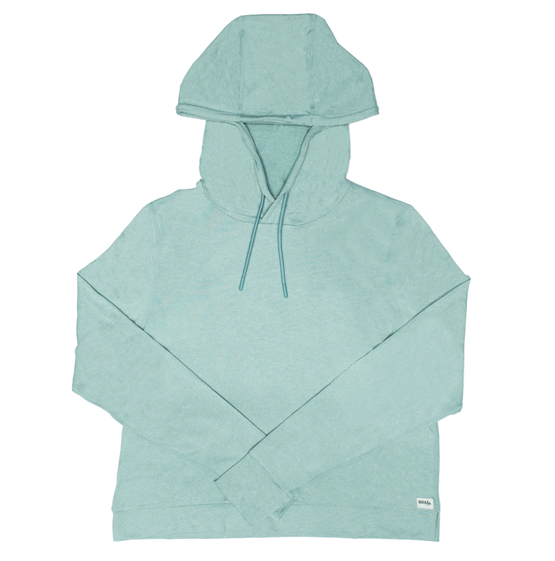 REAL Emily Hooded L/S Shirt-Heather Seafoam