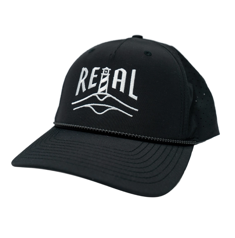 REAL Lighthouse Badge Performace Hat-Black/Black/Grey