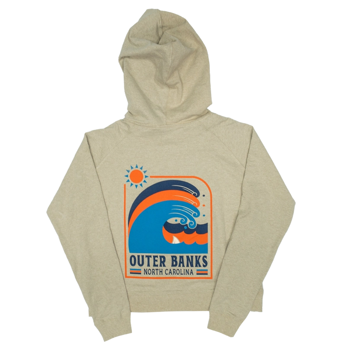 REAL On Repeat Waves Hooded Crop Sweatshirt-Limestone