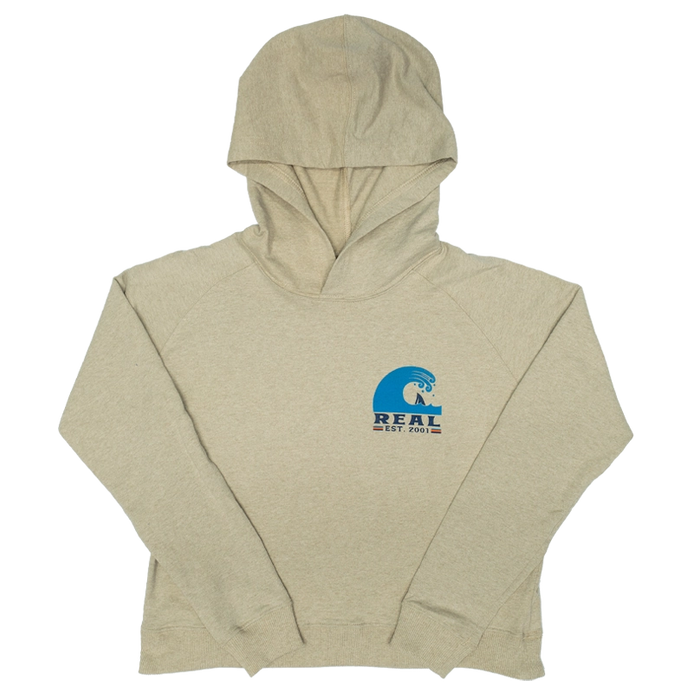 REAL On Repeat Waves Hooded Crop Sweatshirt-Limestone