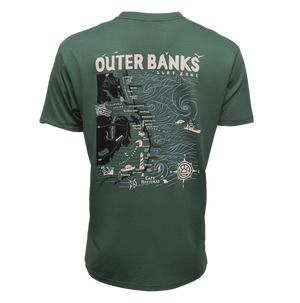REAL Outer Banks Map Tee-Pine/3 Tone Pine Combo